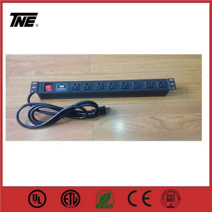 19'' US American Type PDU Socket Rack Mounted With Switch